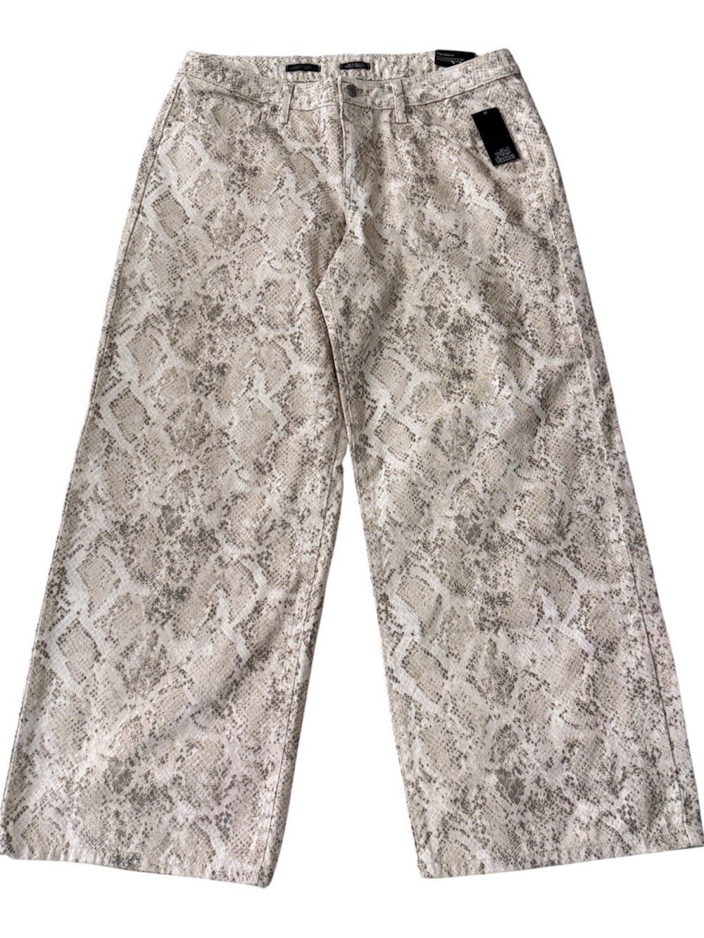 Wild Fable Womens Low-Rise Baggy Jeans Snakeskin Wide Leg denim Tan Size 14